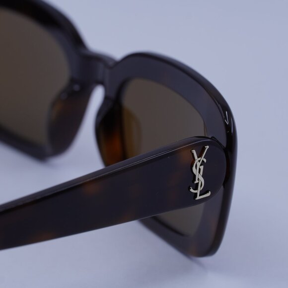 Saint Laurent SLM130 004 Sunglasses Havana Rectangle Frame, Nicotine Lenses - Picture 5 of 12